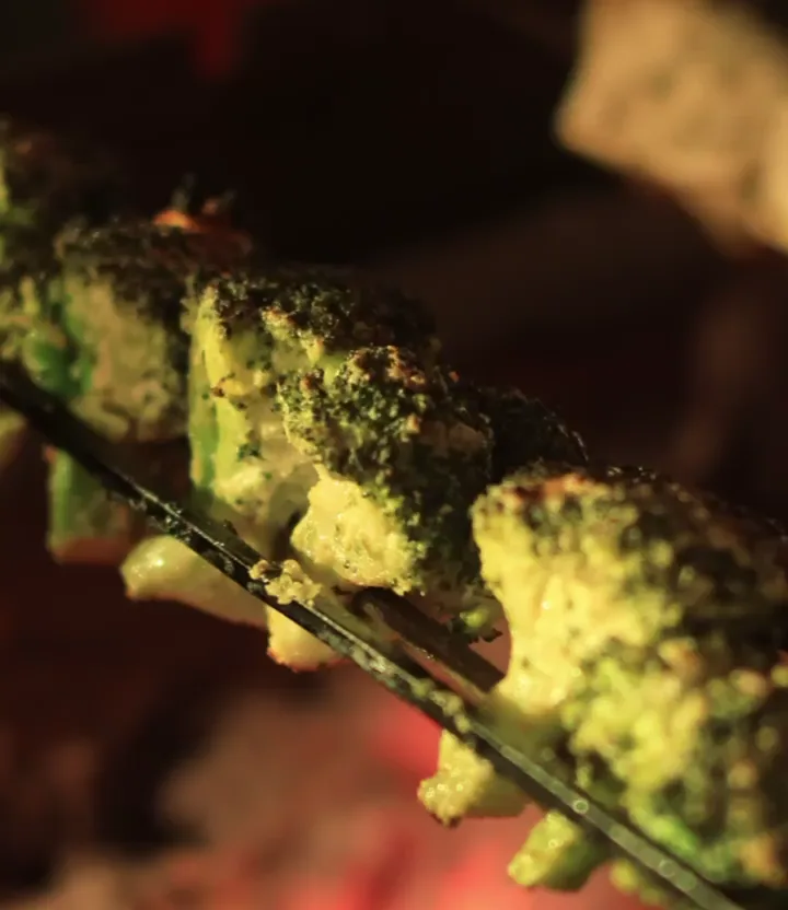 Grilled starters on a skewer tray